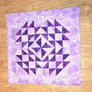 Handmade Geometric Triangle Purple Quilt, NWOT